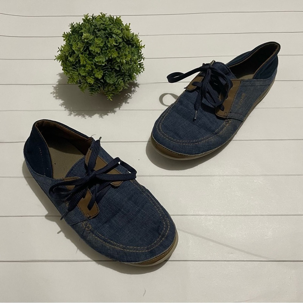 Crocs Denim Jean Leather Trim Lace Up Sneakers Shoes Mens Size 9